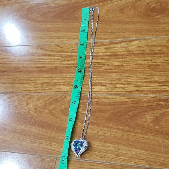 Angel Wings Love Silver White Zircon Sky Blue Crystal Pendant Necklace - Picture 13 of 13